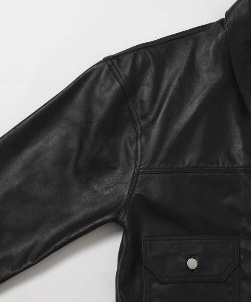 Firsthand（ファーストハンド）の「Firsthand/ファーストハンド Big Cowleather Jacket WP / ビッグシルエット カウレザージャケット / 撥水レザー / 牛革（ブルゾン・メンズ・ブラック・M/L）」の17枚目の写真