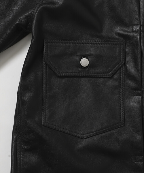 Firsthand（ファーストハンド）の「Firsthand/ファーストハンド Big Cowleather Jacket WP / ビッグシルエット カウレザージャケット / 撥水レザー / 牛革（ブルゾン・メンズ・ブラック・M/L）」の21枚目の写真