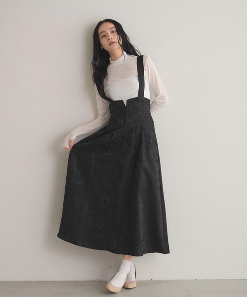 &. NOSTALGIA（アンドドットノスタルジア）の「【ZOZO限定】フロントジップジャガードジャンスカ（ジャンパースカート・レディース・チャコールグレー/ブラック・FREE）」の2枚目の写真