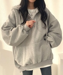 裏起毛ハーフジップパーカー