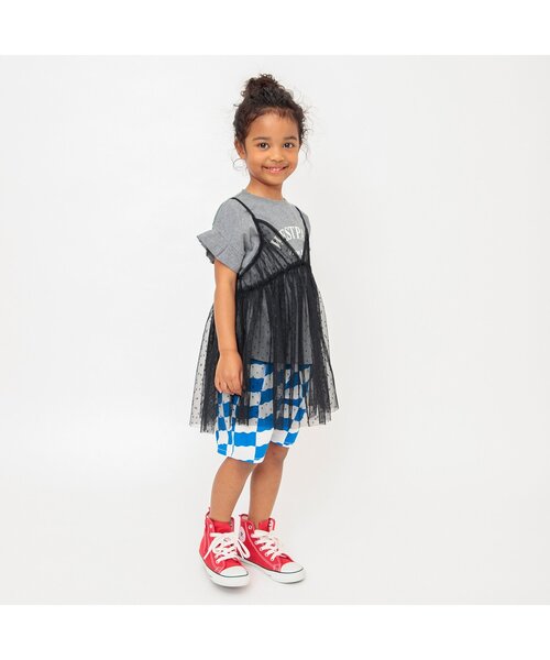 BREEZE（ブリーズ）の「【2Pセット/ジュニア対応】チュールチュニック＆プリント半袖Tシャツ（Tシャツ/カットソー・キッズ・グレー/アイボリー・80/90/100/110/120/130/140）」の3枚目の写真