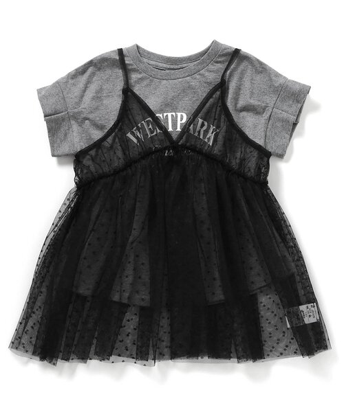 BREEZE（ブリーズ）の「【2Pセット/ジュニア対応】チュールチュニック＆プリント半袖Tシャツ（Tシャツ/カットソー・キッズ・グレー/アイボリー・80/90/100/110/120/130/140）」の8枚目の写真