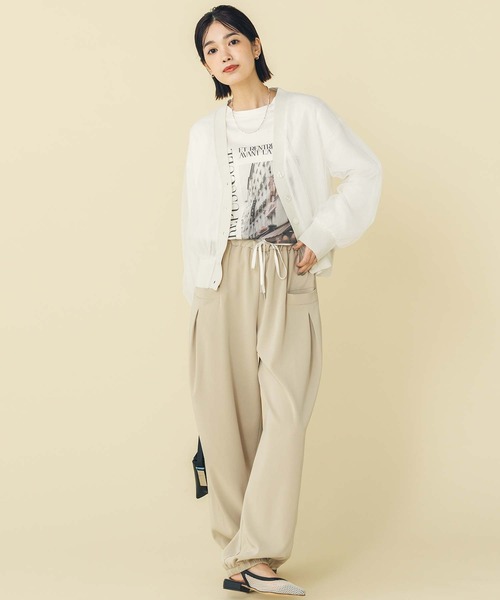 ブラウス シャツ シアーチェックギャザーカーディガン レディース Gready Brilliant（グレディブリリアン）の「シアーチェック
