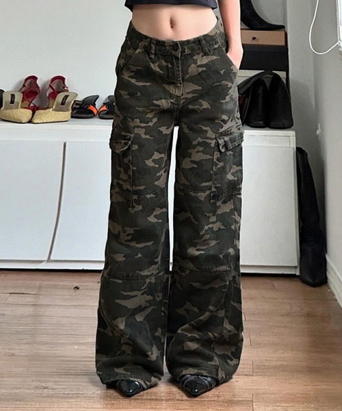 ダメージ デニムパンツ クラッシュ カモフラージュ ミリタリー セール】【 MEMECLE / メメクル 】迷彩柄 カモフラージュ