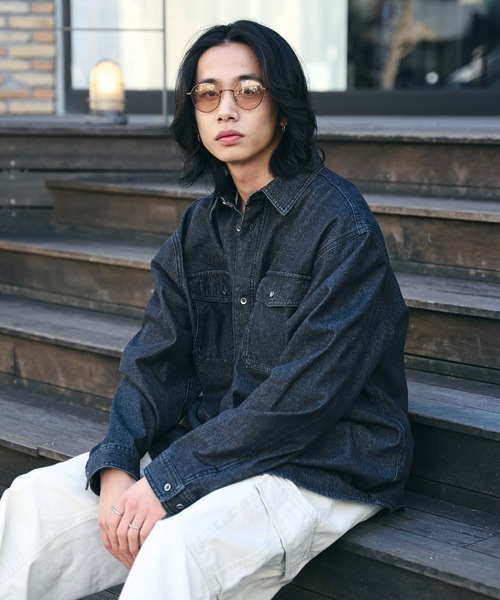 WEGO（ウィゴー）の「WEGO/デニムロングスリーブシャツ（シャツ/ブラウス・メンズ・ブラック系3・MEDIUM/LARGE）」の6枚目の写真