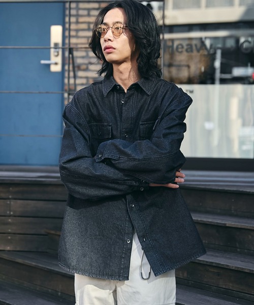 WEGO（ウィゴー）の「WEGO/デニムロングスリーブシャツ（シャツ/ブラウス・メンズ・ブラック系3・MEDIUM/LARGE）」の7枚目の写真