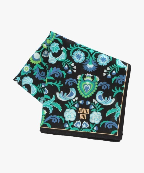 鳥唐草柄プリントハンカチ（ハンカチ/ハンドタオル）｜ANNA SUI