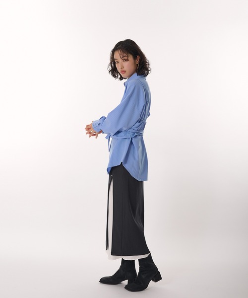 MUHET(ミュエータ)の「layered wrap skirt / レイヤードラップスカート(スカート・レディース・チャコールグレー/ブラウン/ネイビー・SMALL/MEDIUM)」の9枚目の写真