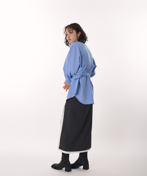 MUHET(ミュエータ)の「layered wrap skirt / レイヤードラップスカート(スカート・レディース・チャコールグレー/ブラウン/ネイビー・SMALL/MEDIUM)」の10枚目の写真