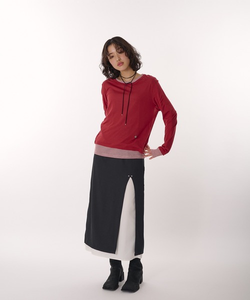MUHET(ミュエータ)の「layered wrap skirt / レイヤードラップスカート(スカート・レディース・チャコールグレー/ブラウン/ネイビー・SMALL/MEDIUM)」の12枚目の写真