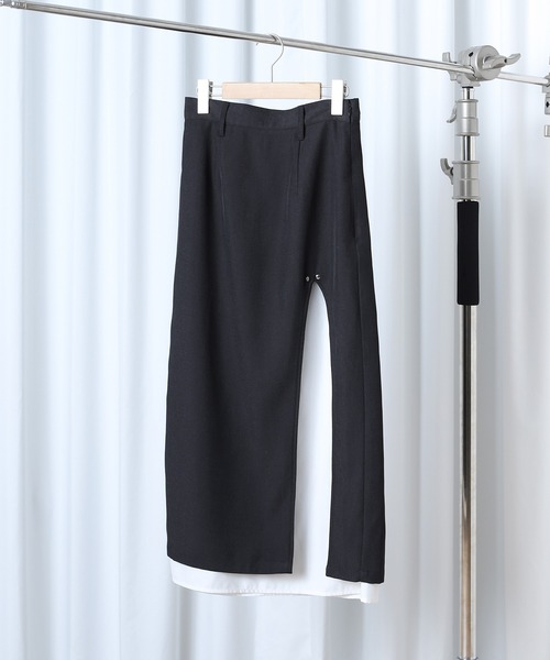 MUHET(ミュエータ)の「layered wrap skirt / レイヤードラップスカート(スカート・レディース・チャコールグレー/ブラウン/ネイビー・SMALL/MEDIUM)」の4枚目の写真
