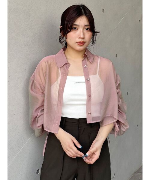 【SALE】　MURUA　リボンドロストスリーブシャイニーシアーシャツ　再入荷　0125204002 楽天市場】リボンドロストスリーブシャイニーシアーシャツ MURUA