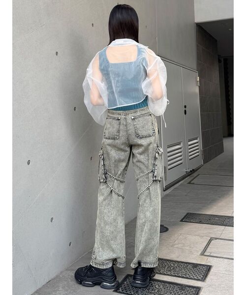 MURUA（ムルーア）の「リボンドロストスリーブシャイニーシアーシャツ（シャツ/ブラウス・レディース・ホワイト/ブラック/ピンク/ブルー・FREE）」の15枚目の写真