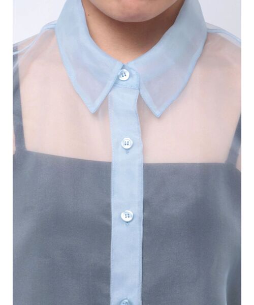 MURUA（ムルーア）の「リボンドロストスリーブシャイニーシアーシャツ（シャツ/ブラウス・レディース・ホワイト/ブラック/ピンク/ブルー・FREE）」の19枚目の写真