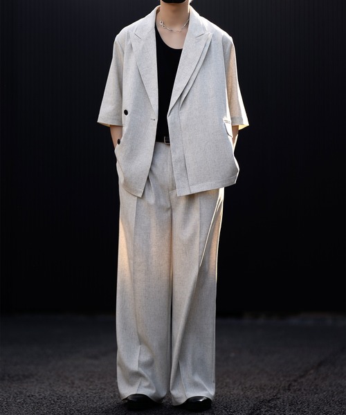 CLEL（クレイル）の「【CLEL】Linen Blend Double Lapel Short