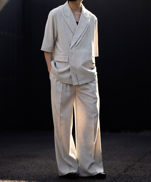 在庫処分 激安 食品 CLEL（クレイル）の「【CLEL】Linen Blend Double Lapel Short ジャケット・アウター