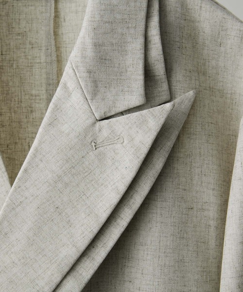 CLEL】Linen Blend Double Lapel Short Sleeve Tailored Jacket