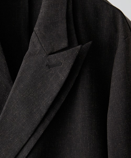 CLEL】Linen Blend Double Lapel Short Sleeve Tailored Jacket