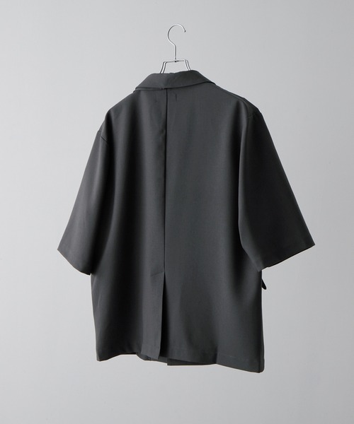 CLEL】Linen Blend Double Lapel Short Sleeve Tailored Jacket