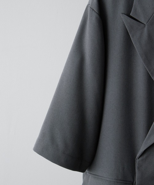 【CLEL】リネンブレンド ダブルラペル半袖テーラードジャケット CLEL】Linen Blend Double Lapel Short Sleeve Tailored Jacket