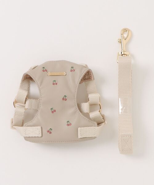 さくらんぼ刺繍ハーネス+リードSET（リード/ハーネス/首輪）｜moncheri