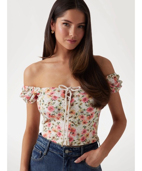 Guess（ゲス）の「ELIANE Ss Puffed Top トップス（シャツ/ブラウス・レディース・ホワイト/マルチ・SMALL/X-SMALL/MEDIUM）」の13枚目の写真