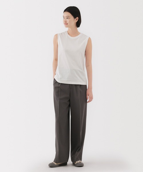 無印良品（ムジルシリョウヒン）の「婦人　天竺編みスリーブレスＴシャツ（Tシャツ/カットソー・レディース・ホワイト/グレー/ブラック/ライトピンク・S/M/L/XL）」の5枚目の写真