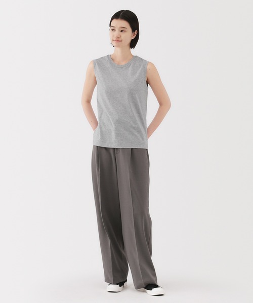 無印良品（ムジルシリョウヒン）の「婦人　天竺編みスリーブレスＴシャツ（Tシャツ/カットソー・レディース・ホワイト/グレー/ブラック/ライトピンク・S/M/L/XL）」の17枚目の写真