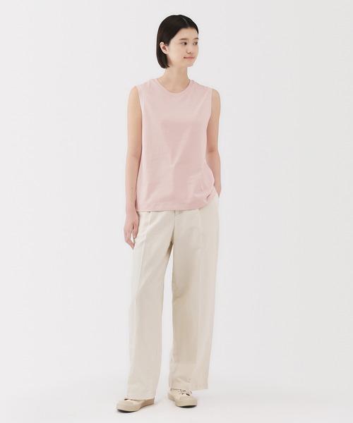 無印良品（ムジルシリョウヒン）の「婦人　天竺編みスリーブレスＴシャツ（Tシャツ/カットソー・レディース・ホワイト/グレー/ブラック/ライトピンク・S/M/L/XL）」の11枚目の写真