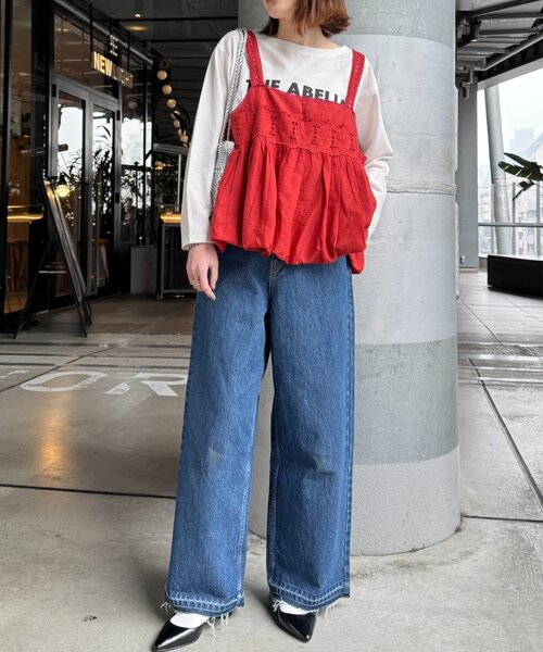 CIAOPANIC TYPY(チャオパニックティピー)の「【WEB限定】【india】カットワークレースバルーンキャミソール(シャツ/ブラウス・レディース・ホワイト/レッド/ブルー/ブラック・ONE SIZE)」の12枚目の写真