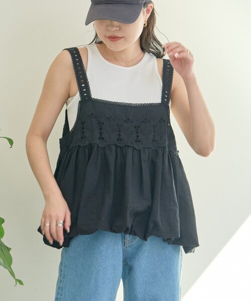 CIAOPANIC TYPY(チャオパニックティピー)の「【WEB限定】【india】カットワークレースバルーンキャミソール(シャツ/ブラウス・レディース・ホワイト/レッド/ブルー/ブラック・ONE SIZE)」の16枚目の写真