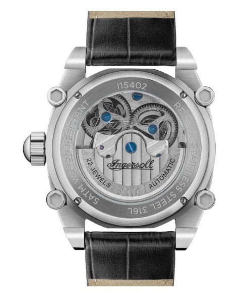 INGERSOLL(インガソール)の「「Ingersoll/インガソール」ザ ヴァーシティ オートマチックウォッチ グレースケルトンダイヤル ブラックレザー 自動巻き 腕時計 メンズ(アナログ腕時計・メンズ・ブラック×シルバー・FREE)」の5枚目の写真