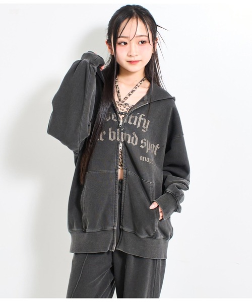 ANAP GｉRL（アナップガール）の「ANAPR+S【リラスポ】ネコミミ オーバー スウェット パーカー（パーカー・キッズ・スミクロ/ホワイト/ブラウン/ダークアッシュ・M/S/XS）」の7枚目の写真