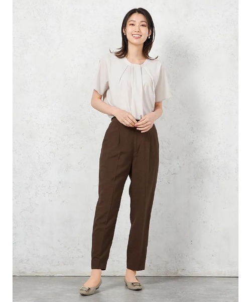 HARUYAMA(ハルヤマ)の「【ウォッシャブル】半袖 タイ風タックブラウス 防臭抗菌 透けにくい 無地 SOFFICE(シャツ/ブラウス・レディース・ブルー/ベージュ/ホワイト・M/S/L/LL)」の13枚目の写真