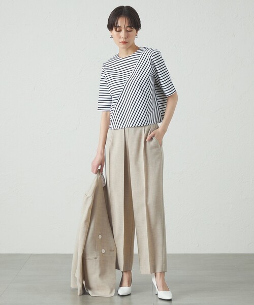 CAST:（キャストコロン）の「【着回し抜群】テクニカルボーダーカットソー（Tシャツ/カットソー・レディース・ホワイト/ブラック・M）」の8枚目の写真