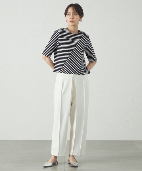 CAST:（キャストコロン）の「【着回し抜群】テクニカルボーダーカットソー（Tシャツ/カットソー・レディース・ホワイト/ブラック・M）」の9枚目の写真