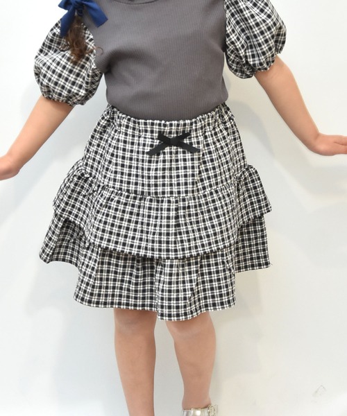 Si・Shu・Non(シシュノン)の「チェックガラスカパン(その他パンツ・キッズ・アイボリー/ブラック・80cm/90cm/110cm/100cm/120cm/130cm)」の1枚目の写真