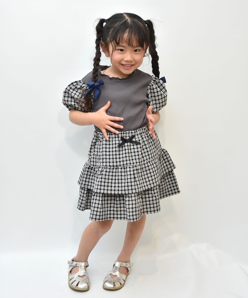 Si・Shu・Non(シシュノン)の「チェックガラスカパン(その他パンツ・キッズ・アイボリー/ブラック・80cm/90cm/110cm/100cm/120cm/130cm)」の4枚目の写真