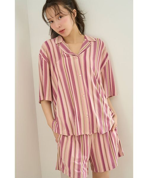snidel home セットアップ　シャツ　ショートパンツ　ブルー　2023 セール】【ブライトカットソー】ショートパンツ（ルームウェア