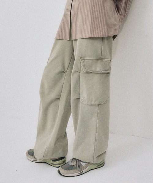 YOOU(ユー)の「ウォッシュスウェットパンツ/カーゴデザイン × ワイドシルエット(スウェットパンツ・レディース・ベージュ/ブラック・S/M)」の18枚目の写真