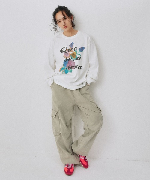 YOOU(ユー)の「ウォッシュスウェットパンツ/カーゴデザイン × ワイドシルエット(スウェットパンツ・レディース・ベージュ/ブラック・S/M)」の19枚目の写真