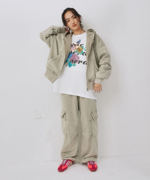 YOOU(ユー)の「ウォッシュスウェットパンツ/カーゴデザイン × ワイドシルエット(スウェットパンツ・レディース・ベージュ/ブラック・S/M)」の20枚目の写真