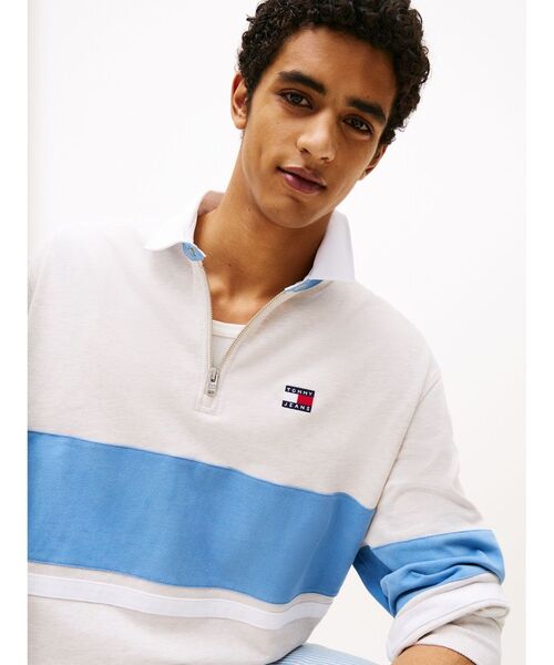 tommy jeans(トミー ジーンズ)の「リラックスカラーブロックラガーシャツ(スウェット・メンズ・ホワイト/ネイビー・SMALL/MEDIUM/LARGE/X-LARGE)」の3枚目の写真