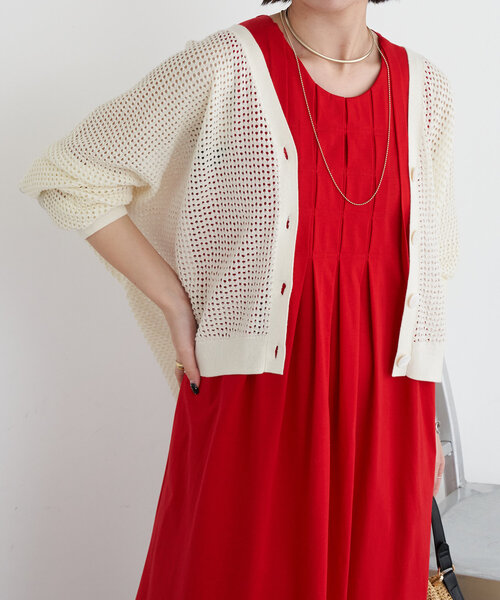 Jena espace merveilleux(ジェナ エスパスメルヴェイユ)の「メッシュラメラインカーディガン(カーディガン/ボレロ・レディース・チャコールグレー/グレー/アイボリー・FREE)」の8枚目の写真