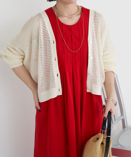 Jena espace merveilleux(ジェナ エスパスメルヴェイユ)の「メッシュラメラインカーディガン(カーディガン/ボレロ・レディース・チャコールグレー/グレー/アイボリー・FREE)」の9枚目の写真