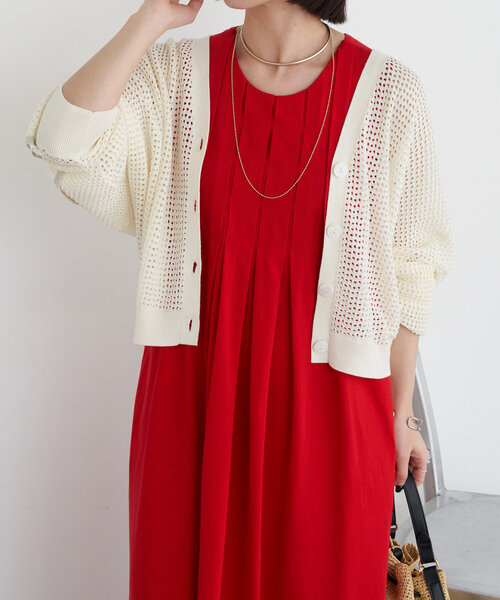 Jena espace merveilleux(ジェナ エスパスメルヴェイユ)の「メッシュラメラインカーディガン(カーディガン/ボレロ・レディース・チャコールグレー/グレー/アイボリー・FREE)」の10枚目の写真