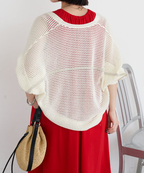 Jena espace merveilleux(ジェナ エスパスメルヴェイユ)の「メッシュラメラインカーディガン(カーディガン/ボレロ・レディース・チャコールグレー/グレー/アイボリー・FREE)」の11枚目の写真