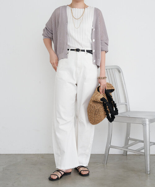 Jena espace merveilleux(ジェナ エスパスメルヴェイユ)の「メッシュラメラインカーディガン(カーディガン/ボレロ・レディース・チャコールグレー/グレー/アイボリー・FREE)」の12枚目の写真