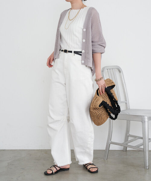 Jena espace merveilleux(ジェナ エスパスメルヴェイユ)の「メッシュラメラインカーディガン(カーディガン/ボレロ・レディース・チャコールグレー/グレー/アイボリー・FREE)」の13枚目の写真