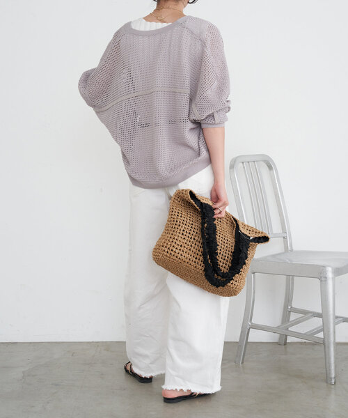 Jena espace merveilleux(ジェナ エスパスメルヴェイユ)の「メッシュラメラインカーディガン(カーディガン/ボレロ・レディース・チャコールグレー/グレー/アイボリー・FREE)」の16枚目の写真